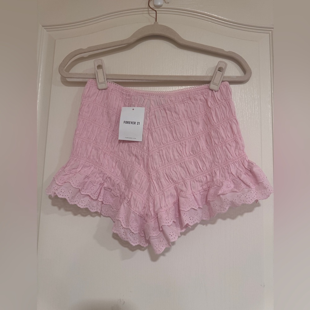 Forever 21 Pink Ruffled Eyelet Bloomer Shorts - Picture 2 of 5